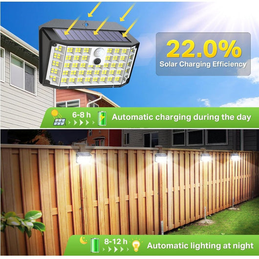 Lámpara de Pared Solar 176 LED para Patios y Jardines - Image 13
