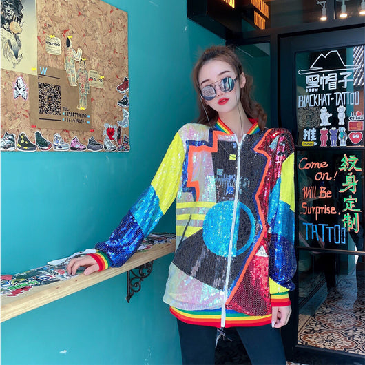 Chaqueta Geométrica con Lentejuelas para Mujer - Versátil y Elegante - Image 4