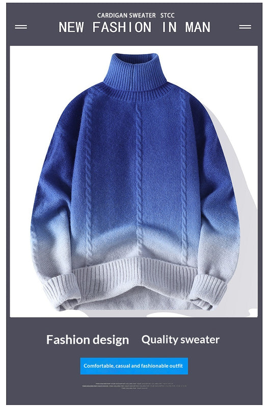 Suéter Tejido Cuello Alto con Degradado de Color para Hombre - Image 10