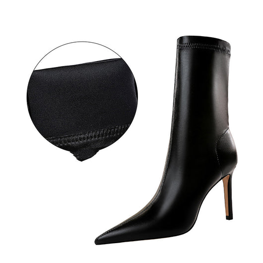Botas Cortas de Tacón Alto Puntiagudo para Mujer - Diseño Sexy Nocturno - Image 14
