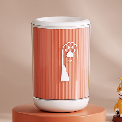 Light blue pet foot washing cup with a white paw print design, ribbed texture, and smooth base. - Image 19