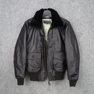 Chaqueta de Cuero Genuino con Cuello de Piel Desmontable - Image 11
