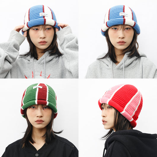 Gorro Tejido Rayado Colorblock Estilo Occidental - Image 4