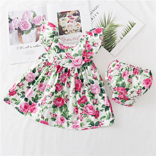 Vestido Infantil de Algodón con Volantes y Estampado Floral - Image 2
