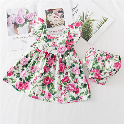 Vestido Infantil de Algodón con Volantes y Estampado Floral - Image 2