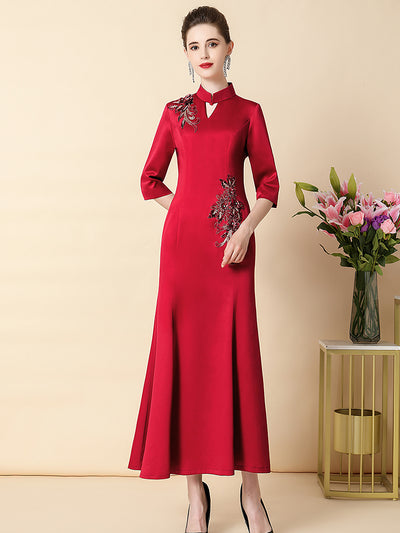 Vestido Cheongsam Elegante Efecto Adelgazante para Mujer - Image 12