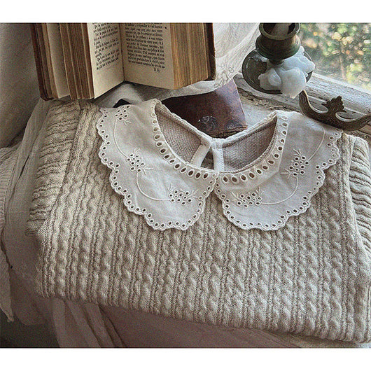 Blusa Infantil de Algodón Grueso con Cuello de Encaje - Image 9