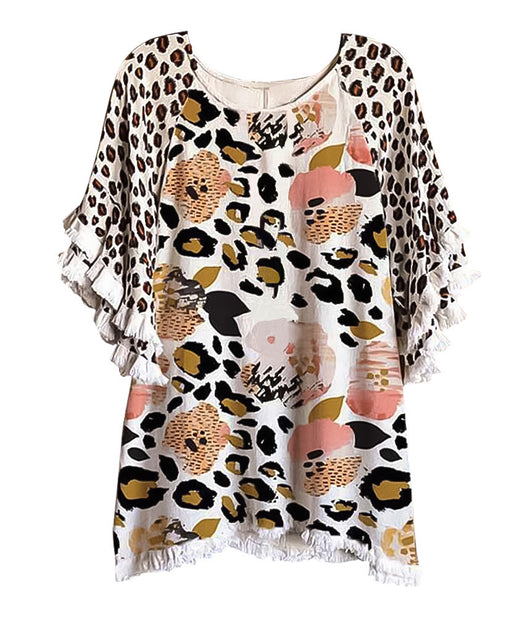 Blusa Suelta Cuello Redondo con Volantes de Encaje y Bloques de Color para Mujer - Image 15