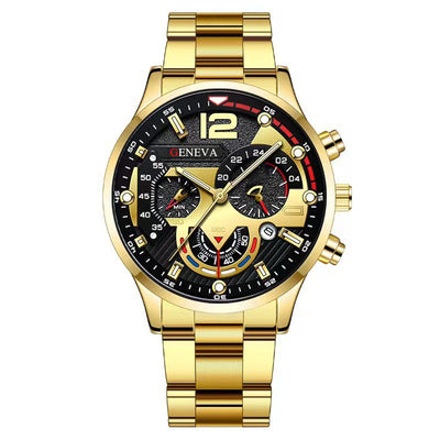 Reloj Ejecutivo de Acero Inoxidable con Calendario y Pulseras Combinadas - Image 9
