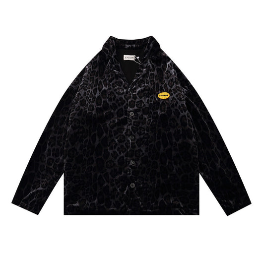 Abrigo Camisa Leopardo Terciopelo Estilo Europeo-Americano - Image 13