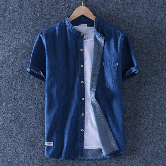 Camisa Denim Manga Corta Suelta Casual para Hombre - Estilo Verano - Image 11