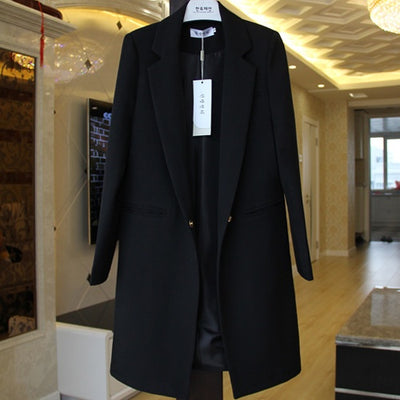 Blazer Largo Primavera Mujer Talla Grande Manga Larga Efecto Adelgazante - Image 7