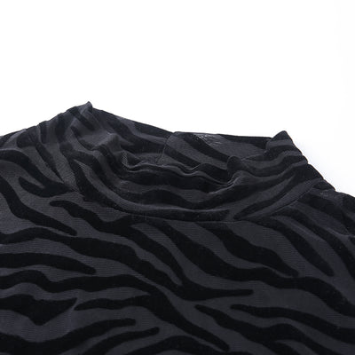 Blusa Rayada Irregular Mujer Manga Larga Semitransparente Ajustada - Image 12