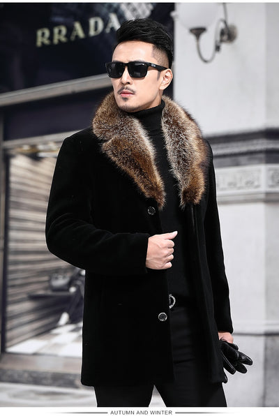 Abrigo para Hombre con Cuello de Lana y Borde de Piel Sintética - Image 6