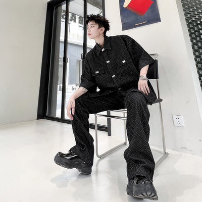 Traje de Mezclilla Retro High Street en Color Sólido para Hombre - Image 7