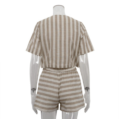 Conjunto de Pantalón Corto y Camiseta Rayada de Manga Corta - Image 17