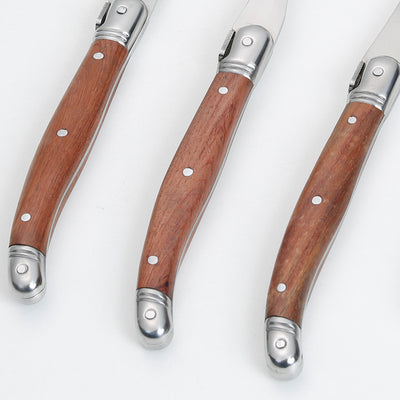 Juego de Cuchillo y Tenedor para Carne en Acero Inoxidable con Mango de Madera de Palisandro - Image 8