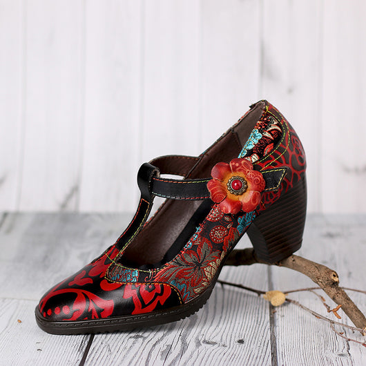 Tacones Altos Étnicos Artesanales con Flores - Estilo Retro para Mujer - Image 8