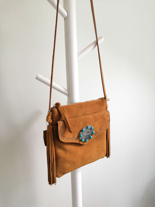Bolso Bandolera Vintage con Fleece y Flecos Florales - Image 10