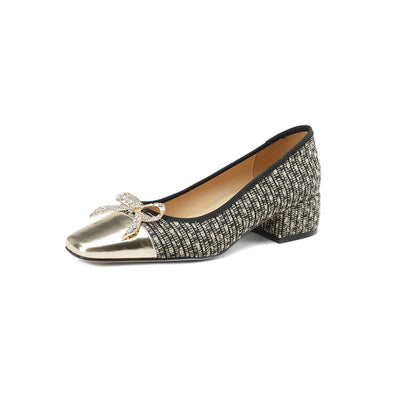 Zapatos Laborales Negros para Mujer con Tacón Grueso y Moño - Image 2
