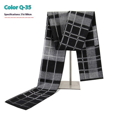 Bufanda Ejecutiva de Cachemira Rayada para Hombre Invierno - Image 40