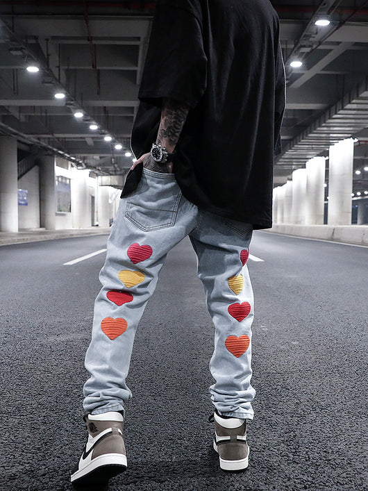 Jeans Rectos Ajustados con Bordado Love - Image 10