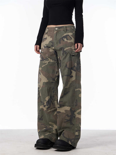 Pantalones Cargo Camuflaje Mujer Rectos Holgados Casual - Image 2