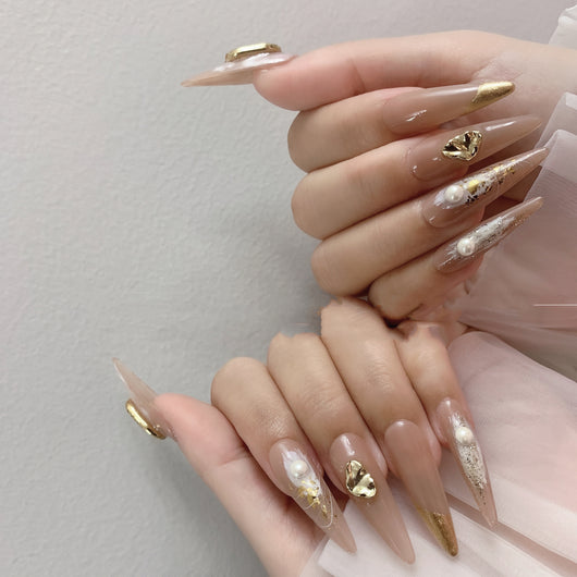 Uñas Postizas Largas Efecto Té con Leche - Lujo y Elegancia - Image 11