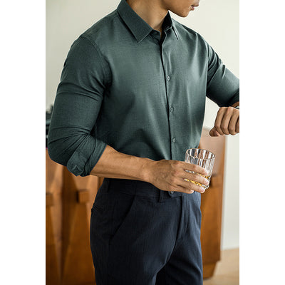 Camisa de Lana Modal Estilo Old Money para Hombre - Image 7
