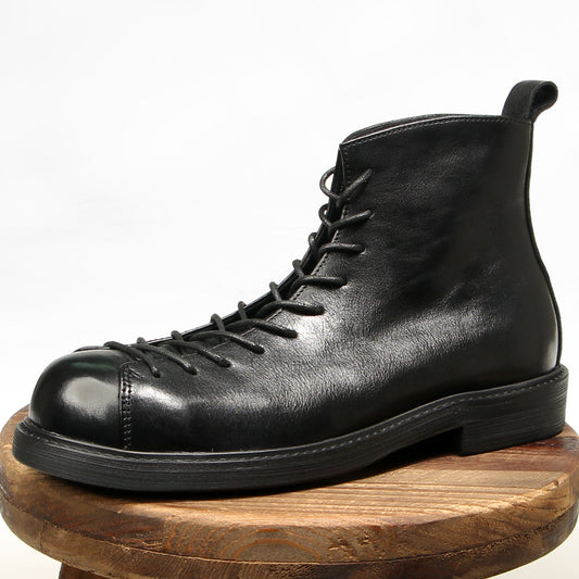 Botas Martin para Hombre de Cuero Genuino Estilo Vintage Amekaji - Image 2