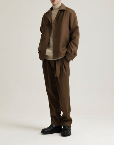 Abrigo Ejecutivo de Cuello Vuelto con Mezcla de Tela Twill para Hombre - Image 20