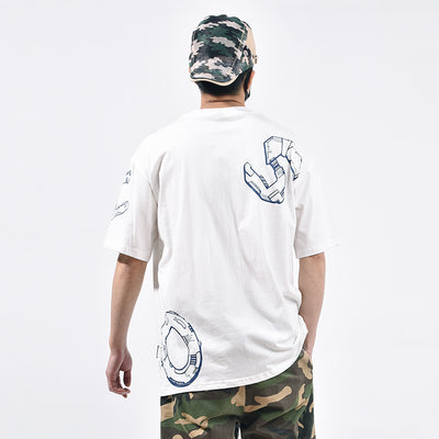 Camiseta de Algodón con Letras 3D Irregulares Estampadas - Image 5
