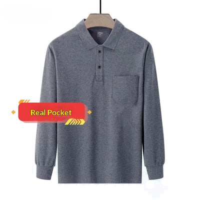 Camisa Manga Larga Clásica para Hombre con Cuello Italiano y Bolsillos Funcionales - Image 5