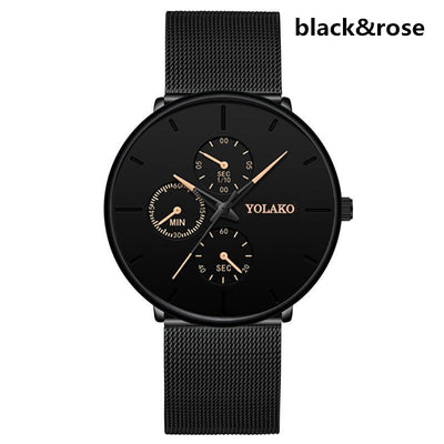 Reloj de Hombre Elegante con Correa de Malla Metálica y Tres Esferas - Image 11