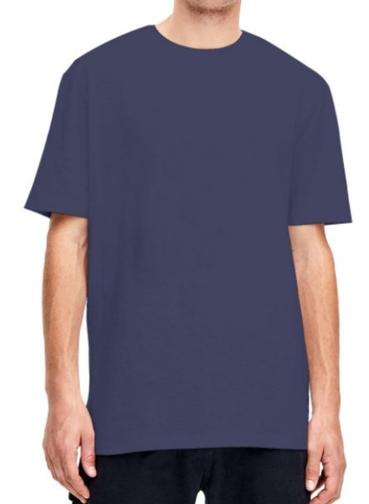Plain light beige short-sleeved crew neck t-shirt made of cotton, shown on a model. - Image 8