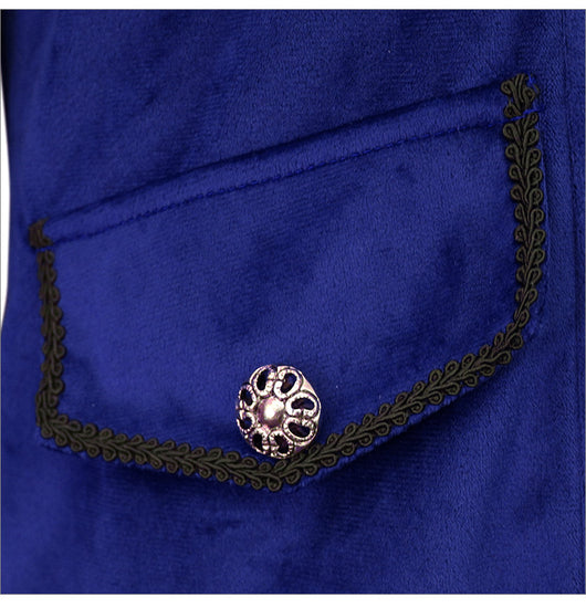 Esmoquin Vintage de Terciopelo Dorado con Cuello de Pie - Image 12