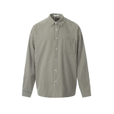 Camisa Cuadriculada Estilo Japonés Minimalista para Hombre - Image 10