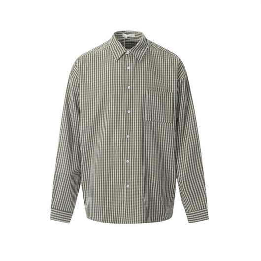 Camisa Cuadriculada Estilo Japonés Minimalista para Hombre - Image 10