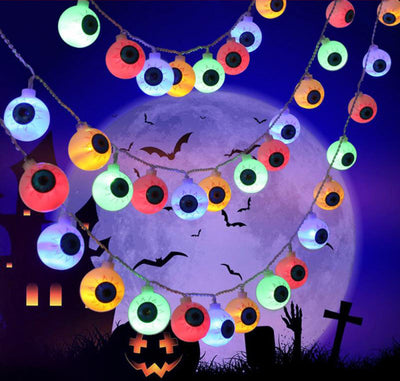 Guirnalda LED de Ojos de Fantasma 10 Piezas - Luces Cálidas, Frías y Multicolor para Halloween - Image 2