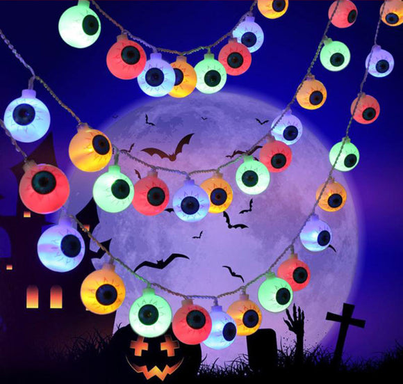 Guirnalda LED de Ojos de Fantasma 10 Piezas - Luces Cálidas, Frías y Multicolor para Halloween