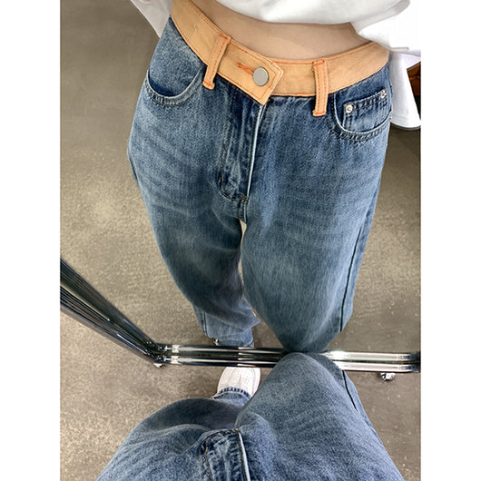 Jeans Holgados con Contraste de Personalidad para Mujer - Image 2