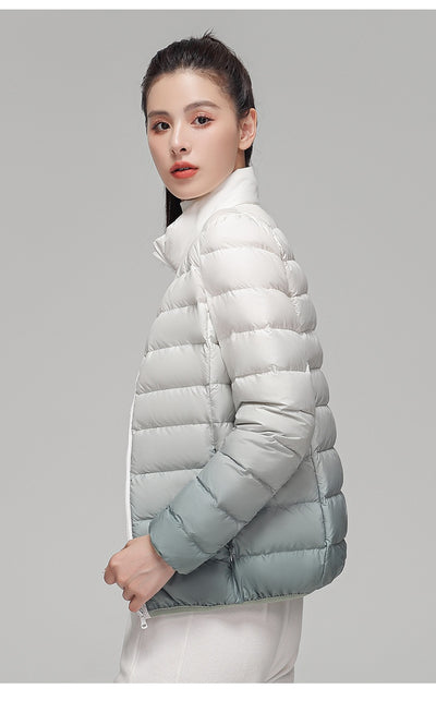 Chaqueta Acolchada Mujer Degradado Cuello Alto Elegante - Image 11