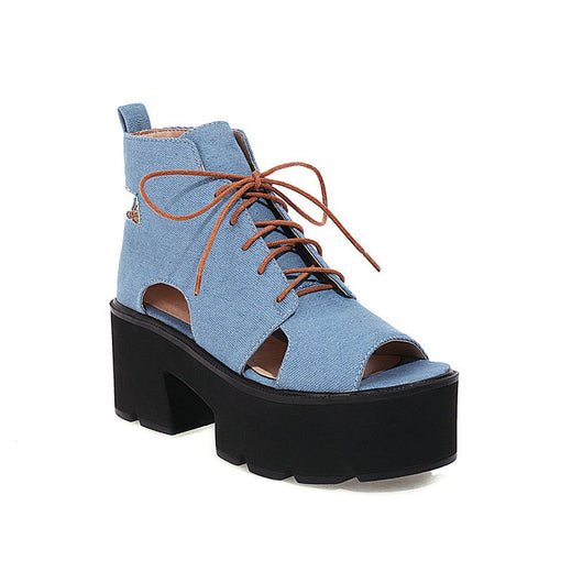 Sandalias Denim para Mujer con Cordones Delanteros y Punta Abierta - Image 7