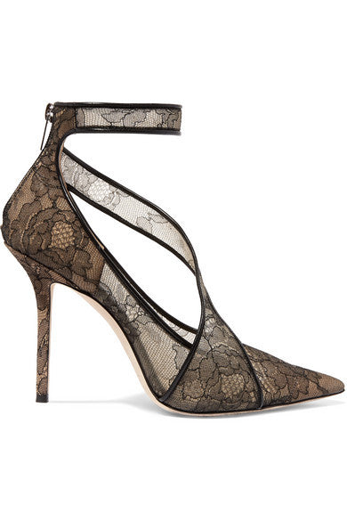 Tacones Altos Puntiagudos con Encaje Negro - Image 11