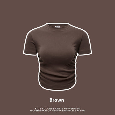 Blusa Escolar Niña Cintura Plisada Manga Corta Color Sólido - Image 5