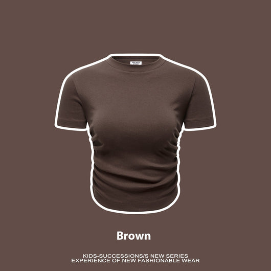 Blusa Escolar Niña Cintura Plisada Manga Corta Color Sólido - Image 5
