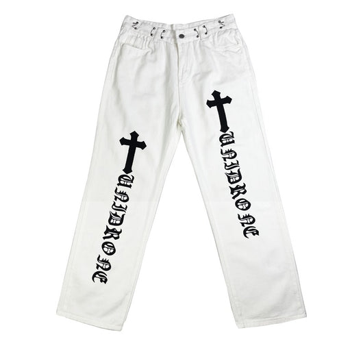 Pantalones Rectos Blancos con Estampado High Street para Mujer - Image 9