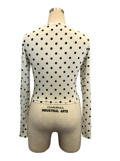 Playera Manga Larga Transparente con Puntos - Cuello Redondo Slim Fit - Image 10