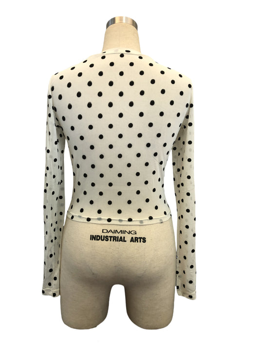 Playera Manga Larga Transparente con Puntos - Cuello Redondo Slim Fit - Image 10