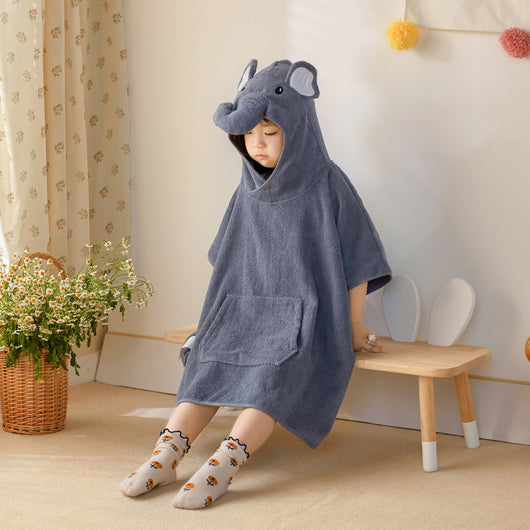 Bata Infantil con Capucha de Algodón Absorbente